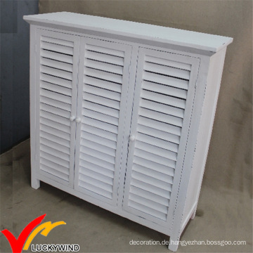 White Shutter 3 Türen Antique Style Wooden Schuh Schrank